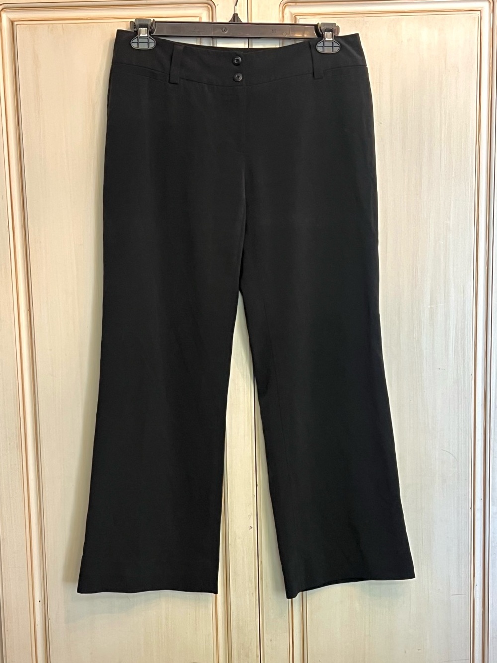 AB Studio Womens Black Dress Pants Size 10 Flat Front Wide Leg Slacks Career